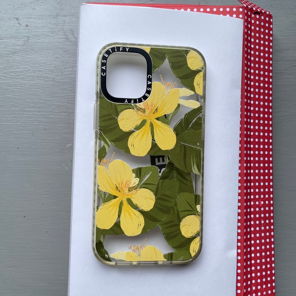 Casetify iPhone 12 mini yellow tropical floral phone case
